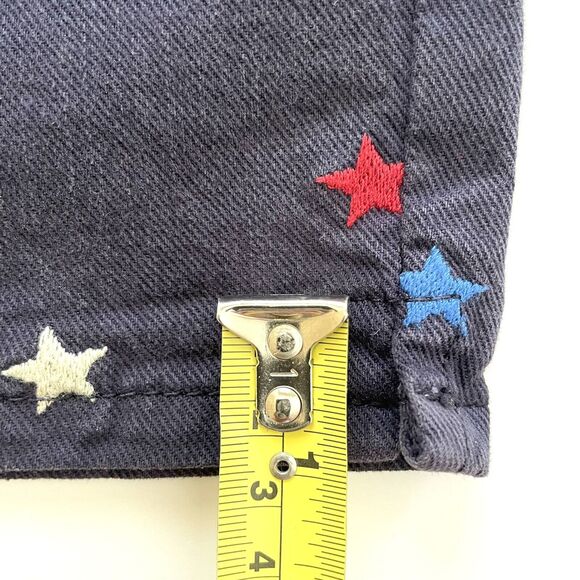 Isabel Marant Etoile Embroidered Stars Denim Shorts Mid Rise Navy Blue - Picture 11 of 12